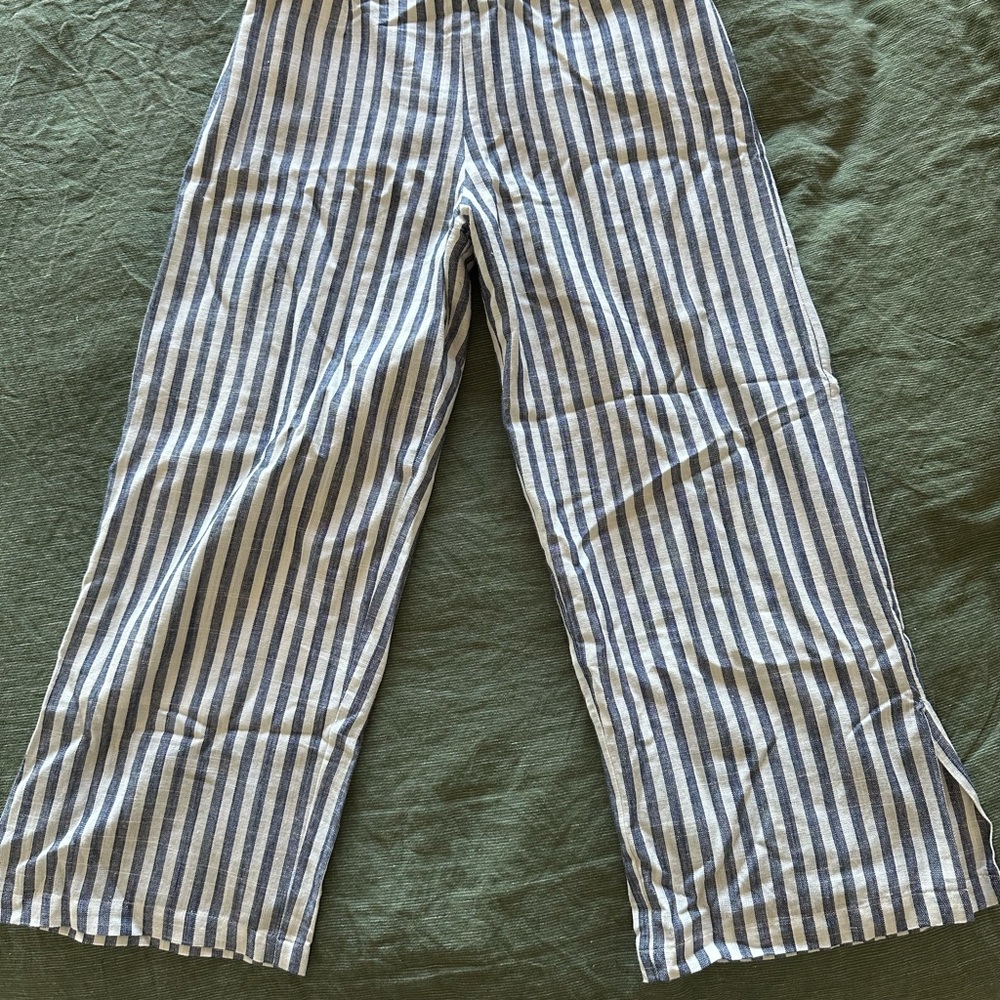 Striped Straight Leg Pants - Blue & White